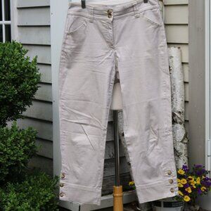 Charter Club Tan Classic Fit Button Hem Stretch Cotton Blend Cropped Chino Pants